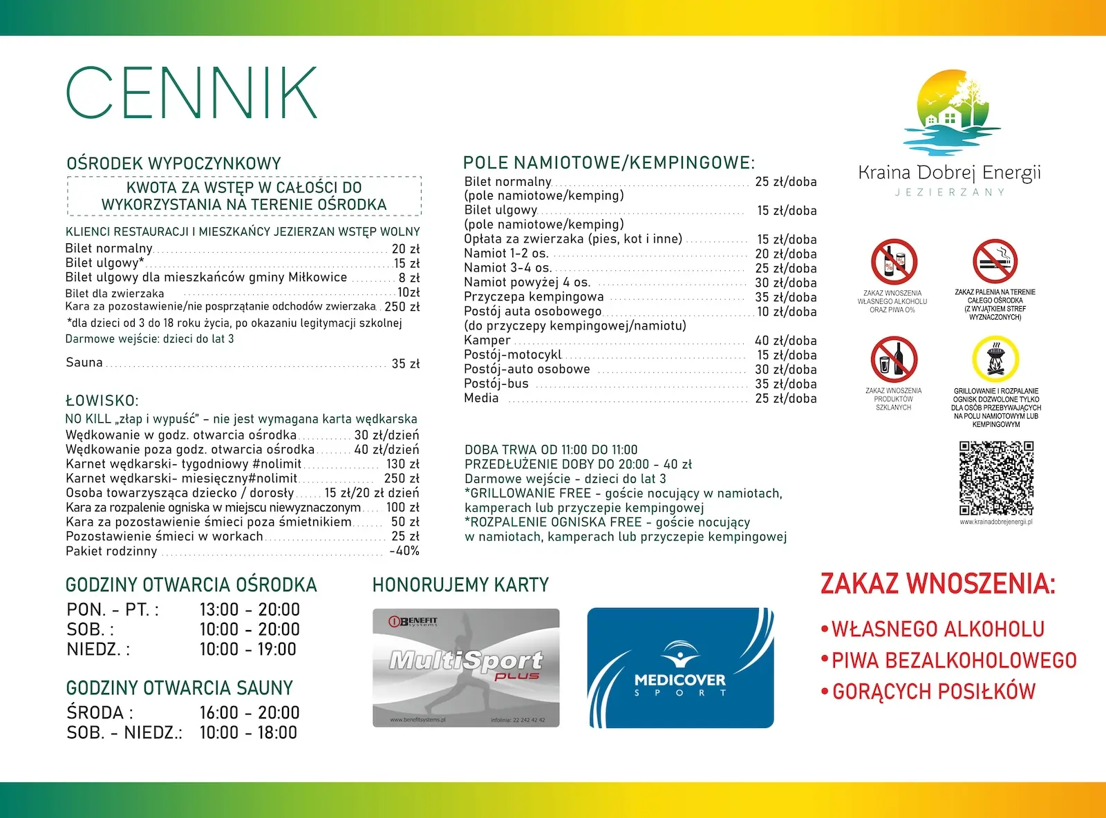 Cennik Kraina Dobrej Energii 2025 - zima